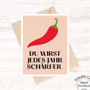Funny birthday card Chilli, printable birthday card, funny birthday card, you get hotter every year