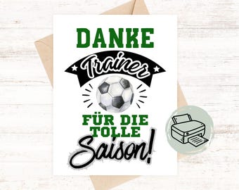 Digital thank you card coach football end of season farewell gift coach sports club team coach card football coach thank you card
