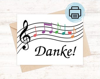 Dankeskarte Musiklehrer Musiklehrerin Abschied Schule Musikunterricht Musiknoten Lehrer Geschenk Digital Karte Ausdrucken Musiklehrerin