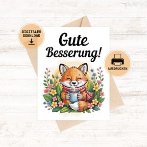 Gute Besserung Karte süßer Fuchs Karte kleines Geschenk für kranke genesungskarte für Familie Aufmunterung für freunde Krankenhaus Karte