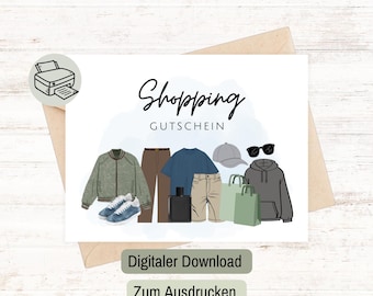 Shopping voucher man, voucher for men, voucher card template, voucher for a shopping day, gift voucher man