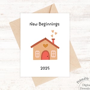 Nieuwe huiskaart om DIGITAAL af te drukken, verhuiscadeau, felicitatiekaart voor het nieuwe huis