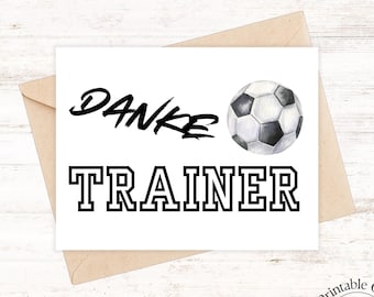 Danke Fußball Trainer, Karte zum ausdrucken, Fußball Trainer Geschenk, Abschiedsgeschenk Trainer Fußball, Bester Trainer Geschenk