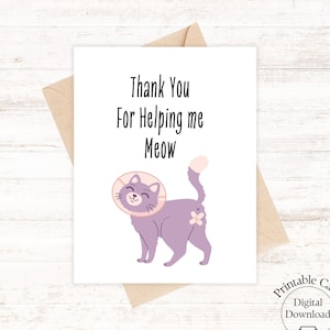 Tierarzt Dankeschön Geschenk, Dankeskarte Tierarzt, Danke Behandlung von Katze  Karte, Tierklinik Dankeskarte Tierarzt danke sagen Geschenk