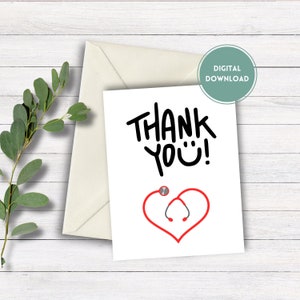 Card for Doctor Card for Nurses and Clinic Employees Thank You Card for Doctors and Hospital Staff Postcard Gift PDF