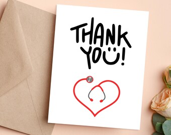 Thank you card to doctors and nurses, thank you to hospital staff gift, card to nurse, medical card, doctor's office