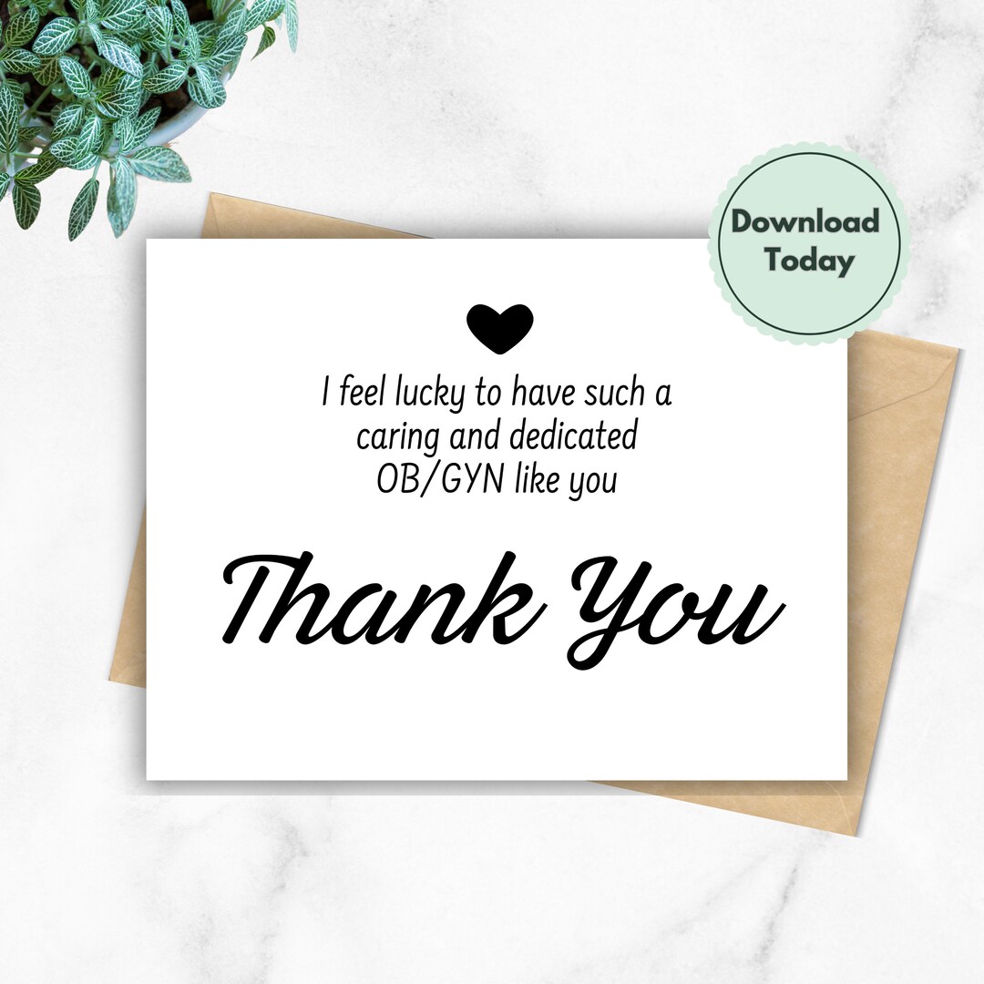 Thank You Card to Gynecologists and Midwives, Small Gift for ...