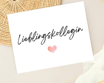 Favoriete collega-kaart, cadeau voor collega op het werk, kaart voor collega op het werk, minimalistische kaart, cadeau-werkcollega