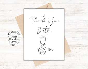 Thank You Doctor Postkarte, Geschenk Karte für Arzt, Wertschätzungs Geschenk Arzt, Geschenkidee Krankenhaus, Karte zum sofort Download PDF