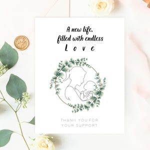 Card for birth Baby Pregnancy card Newborn thank you for the help Baby card Birth Thank you card Birth and pregnancy