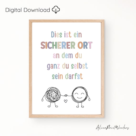 Therapie Poster sicherer Ort d Safe Space Bild Praxis Deko Psychotherapie Beratung mentale Gesundheit digitaler Download Therapeut