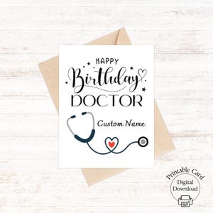 Happy Birthday DOCTOR Karte, personalisierte Karte mit Name, Digitale Karte an Arzt, Geburtstag Arzt, Geschenk an Ärzte Geburtstag