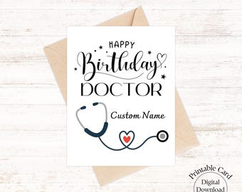 Happy Birthday DOCTOR card, personalized card with name, digital card to doctor, birthday doctor, gift to doctors birthday