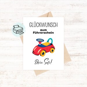 Tarjeta de felicitación divertida, licencia de conducir aprobada, regalo digital para bebé, coche, conductor novato, adolescente, tarjeta de prueba de coche para imprimir, imprimible