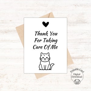 Danke Katzenbetreuer Karte, Geschenk für Tierarzt, Tierarzthelfer Dankes Karte, Tierpfleger Geschenk, Danke Tierarzt Karte, süße Katze Karte