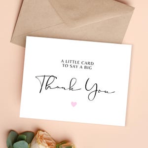 Carte de remerciement, carte de remerciement PDF, carte de remerciement pour l'aide et le soutien, merci pour chaque cadeau, petit modèle de carte de remerciement