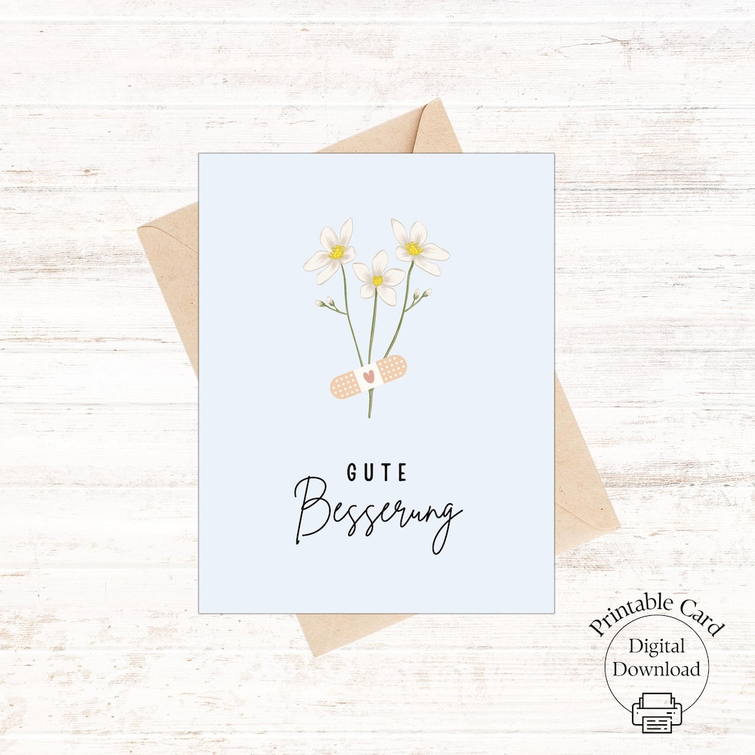 Gute Besserung Karte, Karte zur Genesung mit Blumen und Pflaster Illustration 