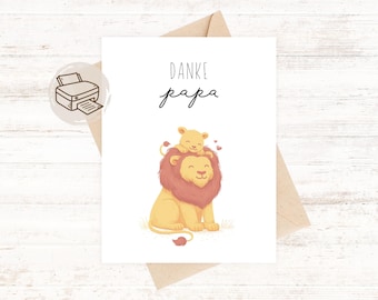 Thank you dad card Father's Day card Dad gift child dad Thank you card Father's Day father son daughter lion card print gift idea dad digital