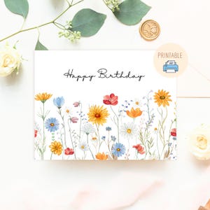 Sjabloon verjaardagskaart met bloemen, gelukkige verjaardagskaart, felicitatiekaart, klein verjaardagscadeau