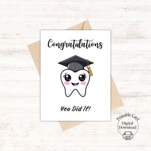 Carte de dentiste de félicitations, cadeau de dentiste de graduation, carte pour dentiste, félicitations pour l'obtention du diplôme, cadeau d'examen pour dentiste