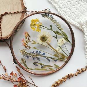 Pressed Flower Frame Handmade Botanical Wall Art Dried Flowers in Glass Herbarium Home Decor Unique Floral Gift