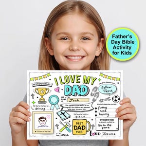 Father's Day Christian Activity Placemat for kids. Fathers Day Bible Activity for Sunday School. All about Dad printable Proverbs 20