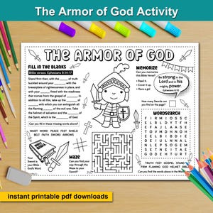 Bible Activity Sheets Bundle. 6 Bible Activity Placemats for kids. Sunday School and Kids Church Activities.