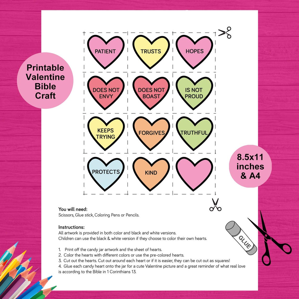 Valentine's Bible Activity Craft for Kids. Valentine Sunday School ...