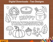 Thanksgiving Coloring Placemat for Kids. Happy Thanksgiving printable sheet craft for school, homeschool, preschool