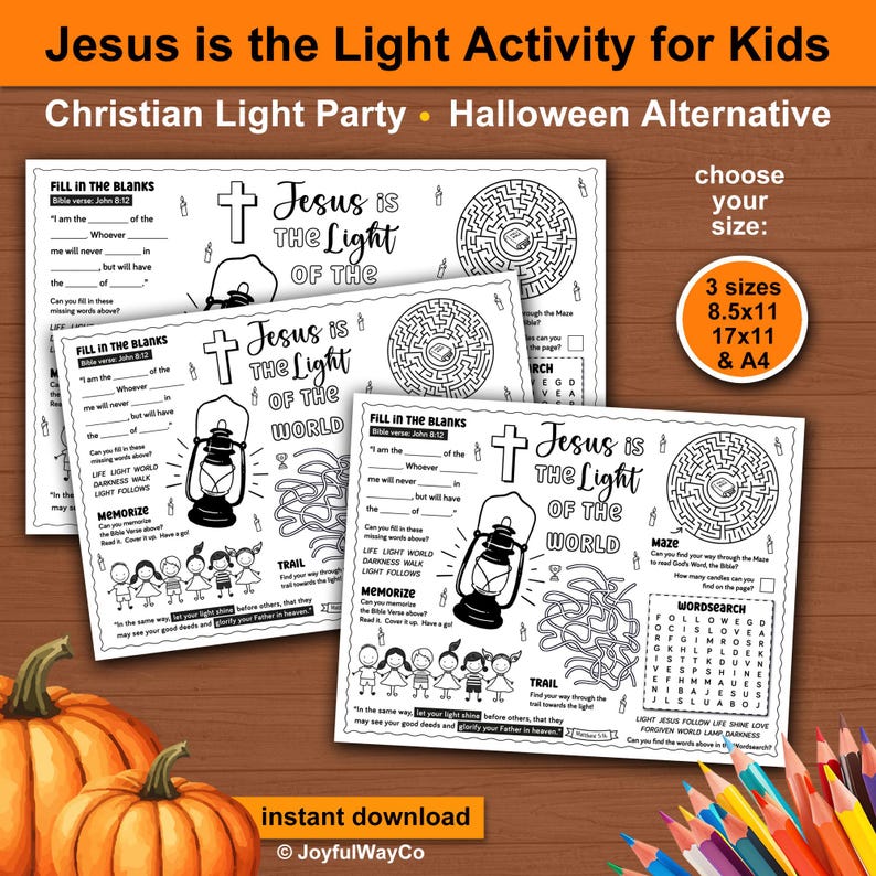 Jesus is the Light of the World VBS Bible Activity Printable. Christian ...