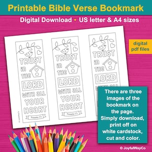 Trust in the Lord with all your heart. Proverbs 3:5. Bible verse coloring craft for sunday school, childrens church, homeschool and VBS.