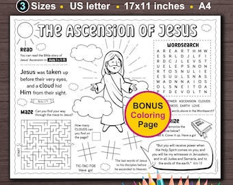 Ascension of Jesus Activity: Bible Coloring Page, Sunday School (PDF)
