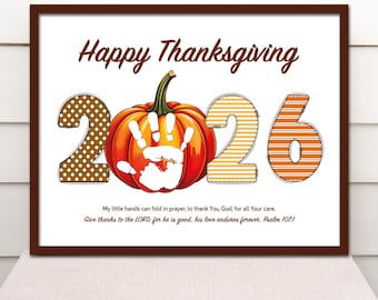 Thanksgiving handprint craft for kids. Happy Thanksgiving Christian Bible verse hand print activity for preschool Sunday School homeschool