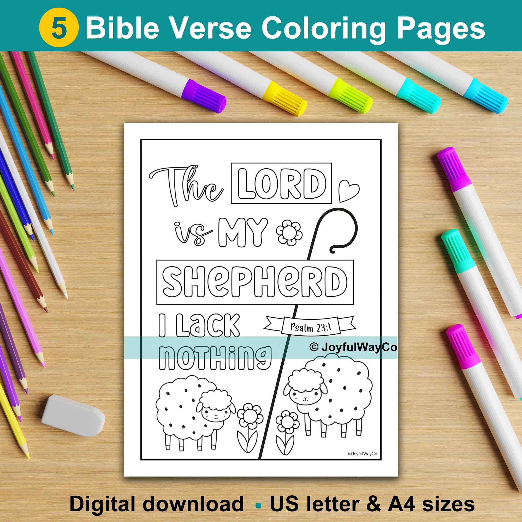Bible Verse Coloring Pages for Kids: Christian Scripture Art (digital ...
