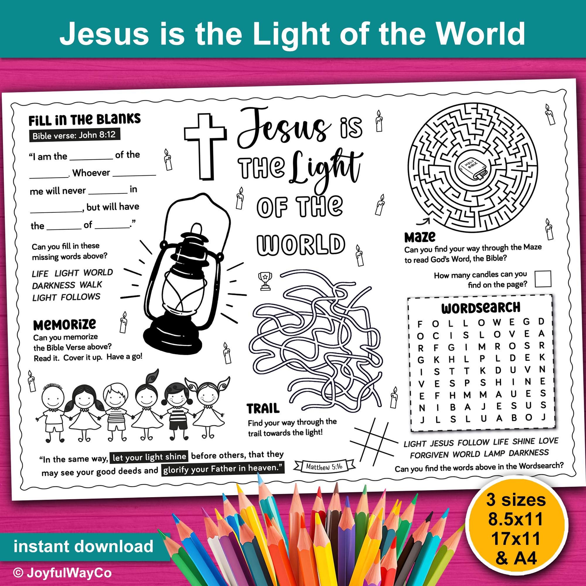 Jesus is the Light of the World VBS Bible Activity Printable. Christian ...