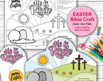 Easter Bible Craft for Kids. Easter Sunday School Activity, He is Risen ...