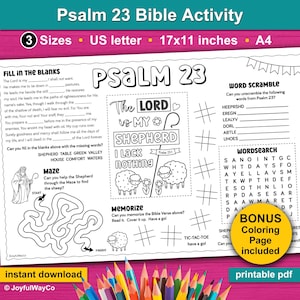 Tovaglietta con attività sul Salmo 23 per bambini. Attività "Il Signore è il mio pastore" per la scuola domenicale, la chiesa dei bambini, la scuola a casa e l'ora di cena.
