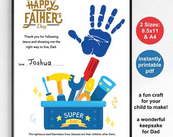 Father's Day Bible Handprint Craft for Kids. Christian Dad Keepsake (PDF)