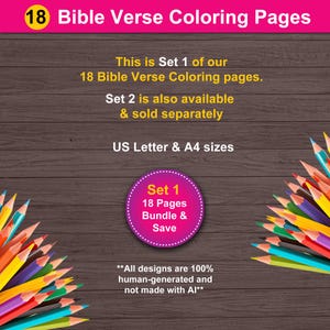 18 Bible Verse Coloring Pages for Kids bundle. Christian coloring sheets for children. Sunday school, church, homeschool activity for kids. image 8
