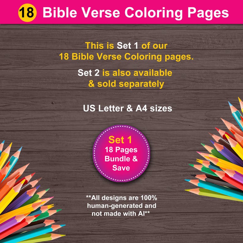 18 Bible Verse Coloring Pages for Kids bundle. Christian coloring sheets for children. Sunday school, church, homeschool activity for kids. image 8