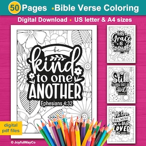 Bible Verse Coloring Bundle for adults. 50 Christian coloring sheets for adults, seniors, teens. Scripture coloring printable pages