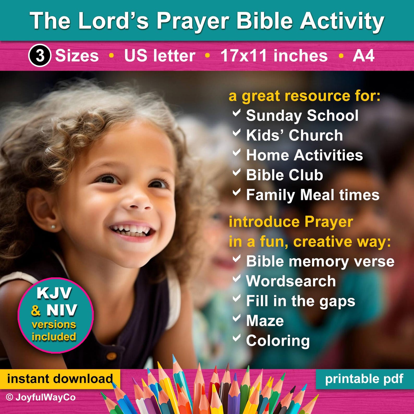 The Lord's Prayer Activity Placemat for Kids. the Lord's Prayer ...