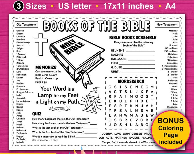Books of the Bible Printable Activities Etsy