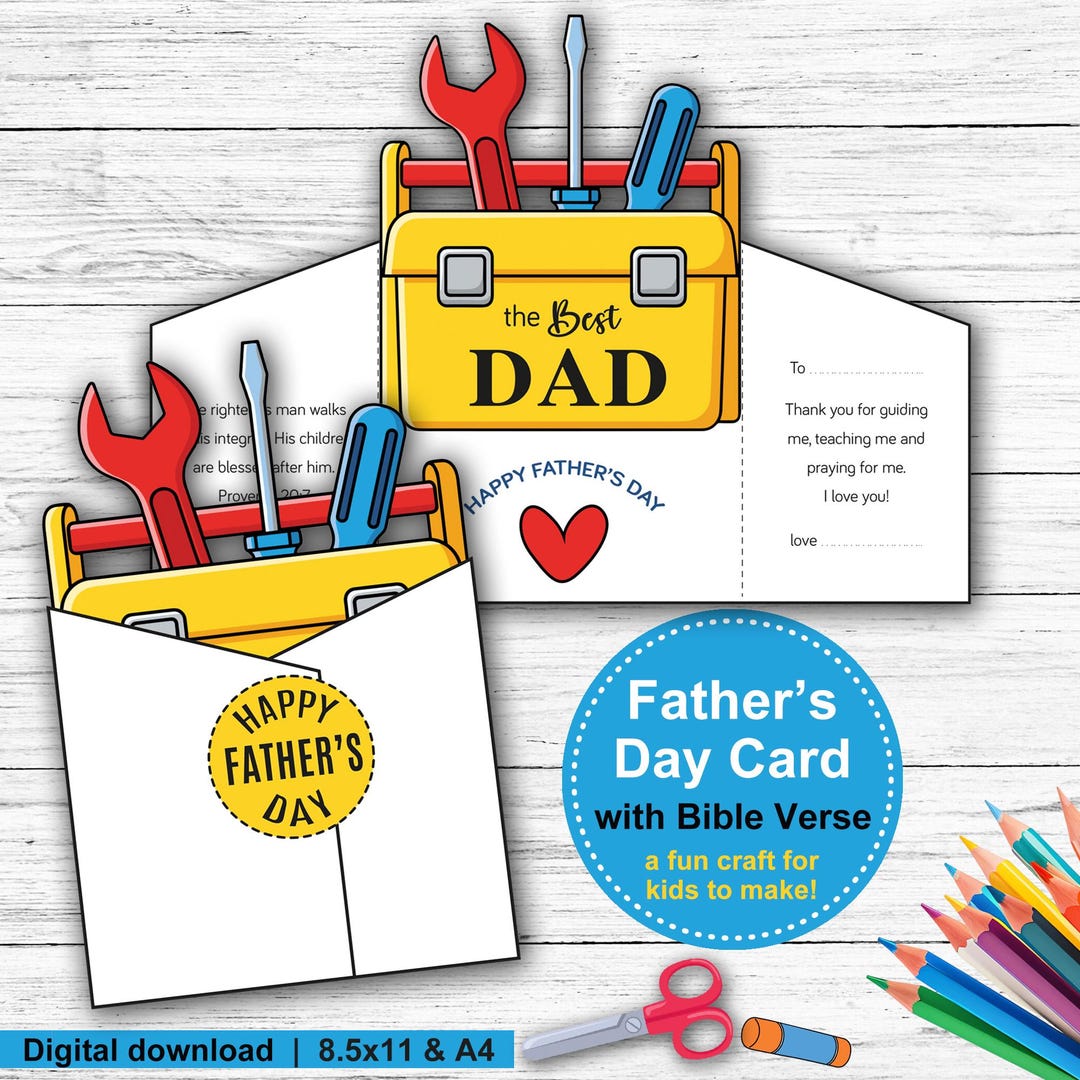 Father's Day Bible Verse Card for Kids to Make. Fathers Day Card for ...