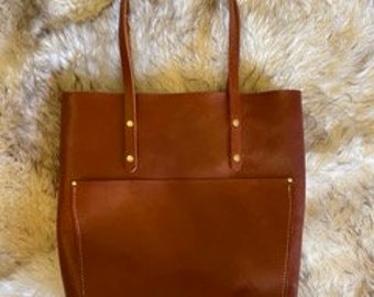 Handmade tote - Wickett and Craig chestnut bridle leather