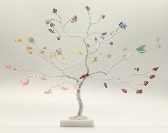 Bonsai in filo metallico, albero della vita 7 chakra: cristalli curativi per la meditazione; arredamento casa; anniversario di fidanzamento