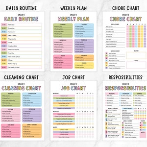 Editable Kids Chore Chart, Canva Template, Allowance, Screen Time ...