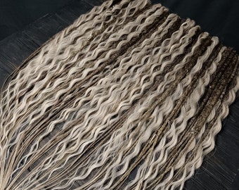 Lockige Synthetische Dreadlocks: Blond Beige Ombre Haarverlängerungen