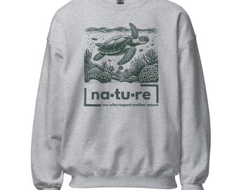 Sudadera de algodón orgánico con diseño de tortuga: Top unisex inspirado en la naturaleza