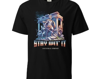 Camiseta gráfica Warrior: algodón hilado en anillo de peso pesado, corte holgado